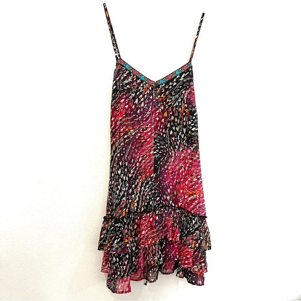Xhilaration Spaghetti Strap Dress w/ Tiered Ruffle Hem & Abstract Heart Print L